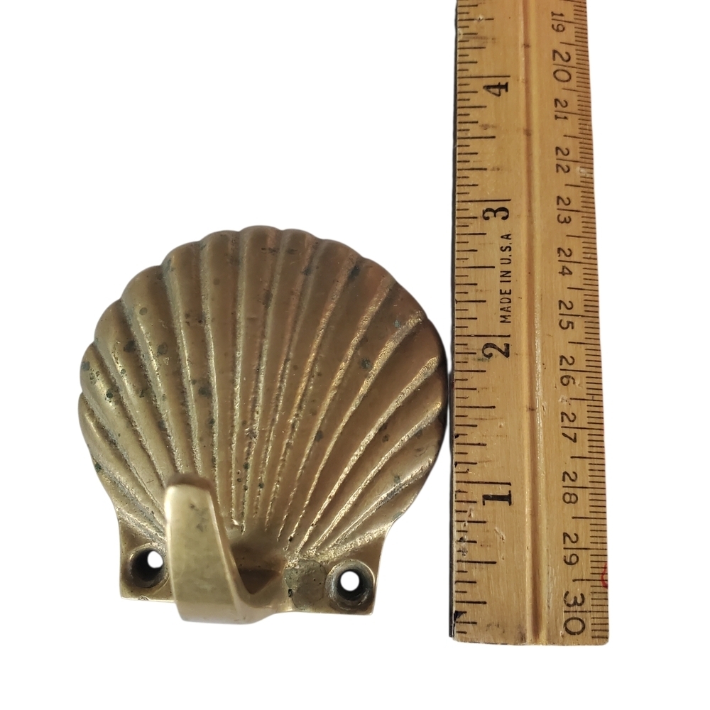 Vintage Brass Scallop Seashell Wall Hook - Picture 4 of 6